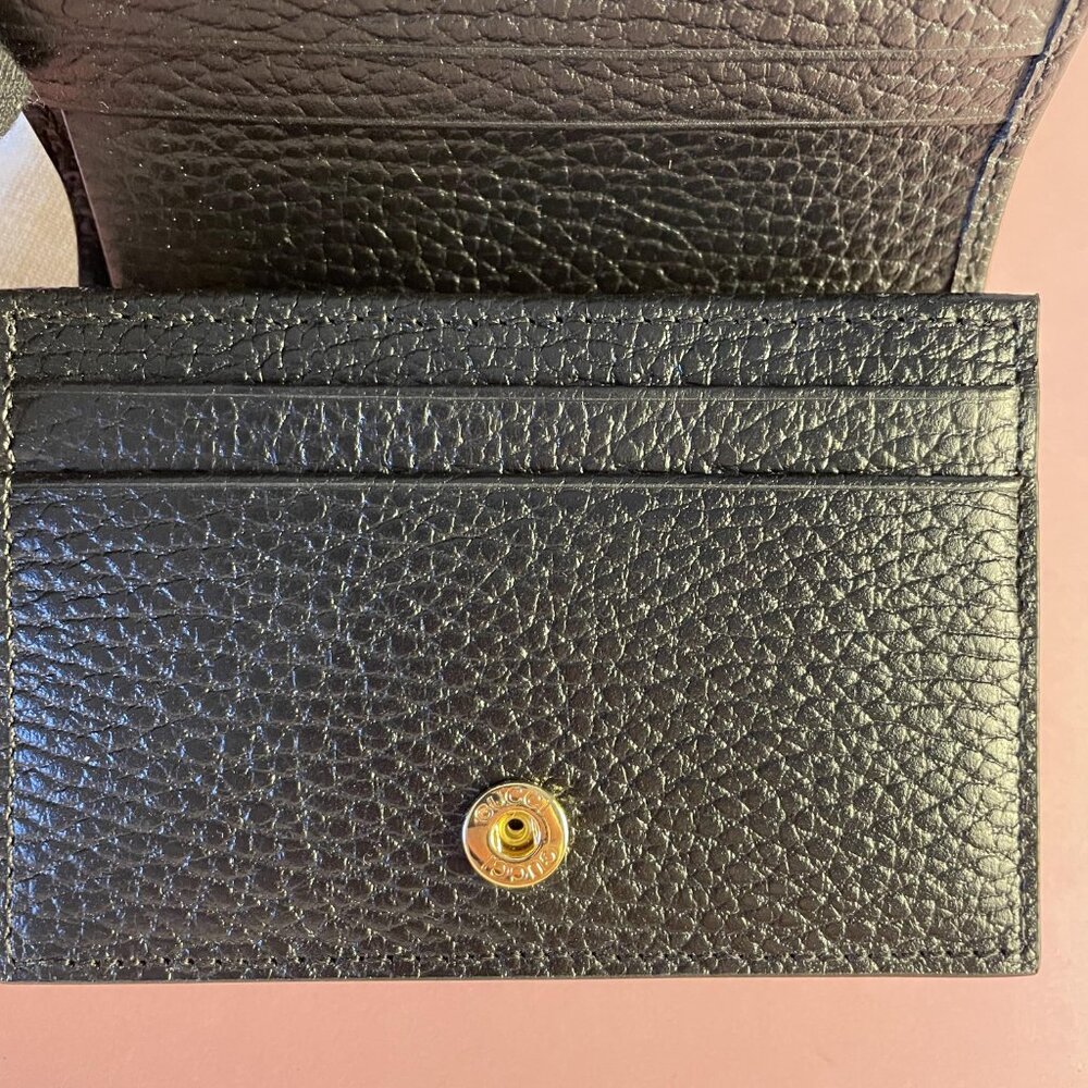 💕💕Gucci Compact Wallet Supreme GG Marmont Women's Black Gray Card Case Unisex - Picture 8 of 14